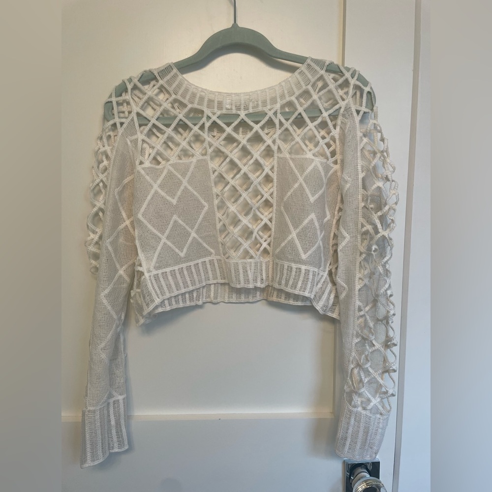 Lace and sheer cropped cover up/top